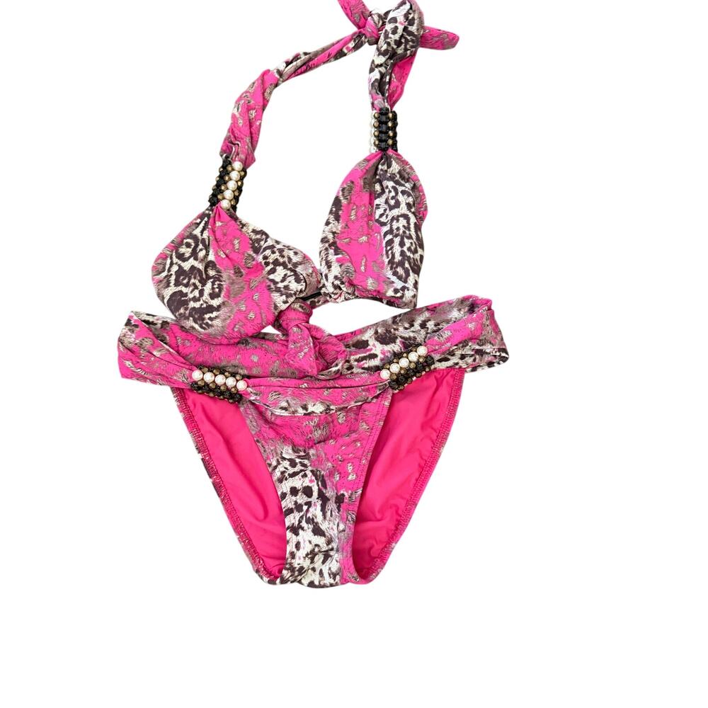 NWT Despi Two Piece Swimsuit Copacbana Animal Print Pink Size Medium